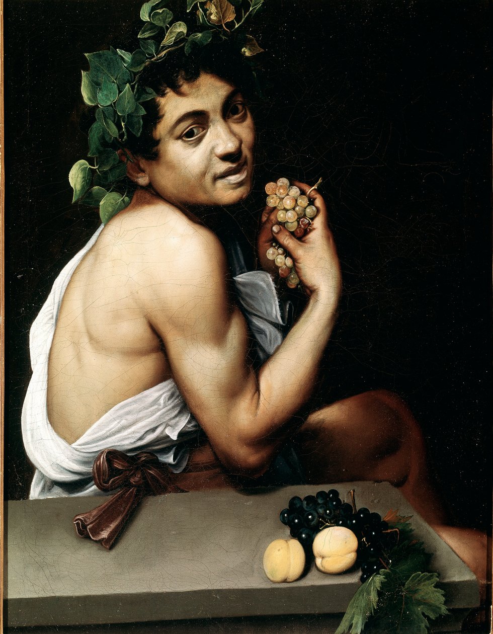 Mladý Bacchus (Bacchino) nemocný obraz Michelangela Merisiho známý jako Caravaggio (Caravaggio od Michelangelo Merisi da Caravaggio