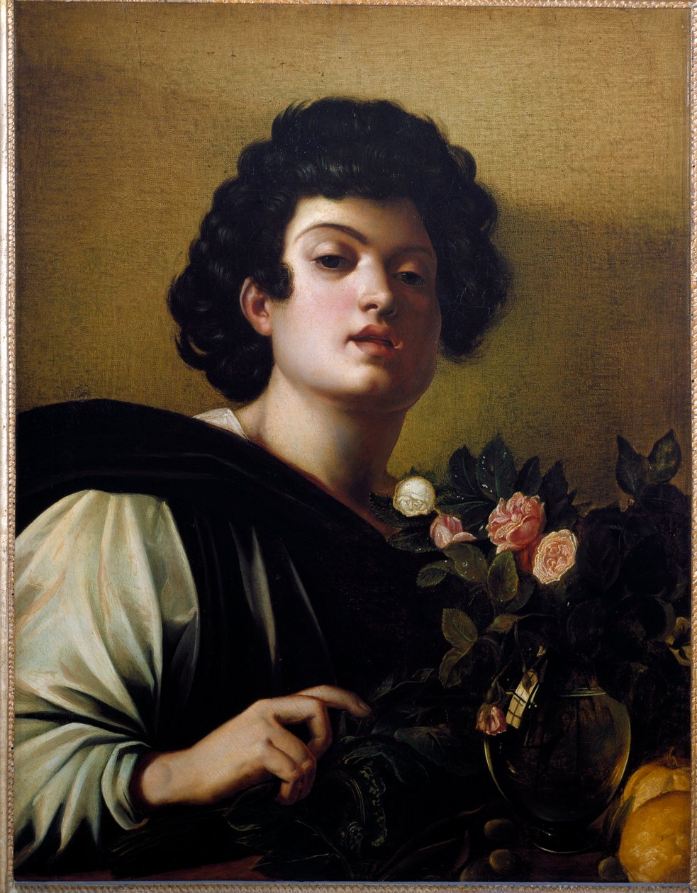 Mladý chlapec ve váze růží od Michelangelo Merisi da Caravaggio