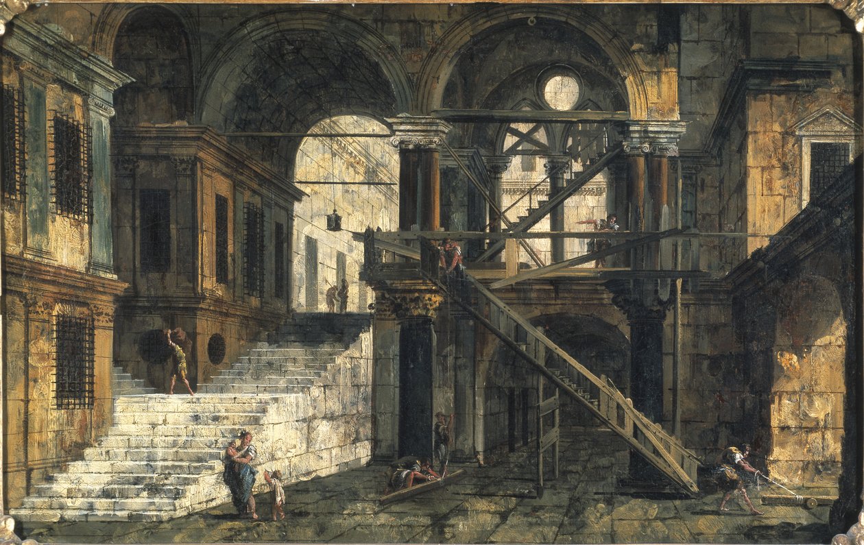 Schodiště v renesančním domě, c.1741-42 od Michele Marieschi