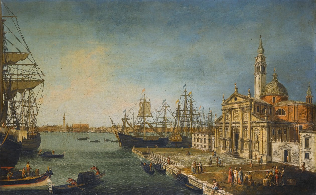 Benátky, Pohled na Bacino Di San Marco z kostela a ostrova San Giorgio Maggiore od Michele Marieschi