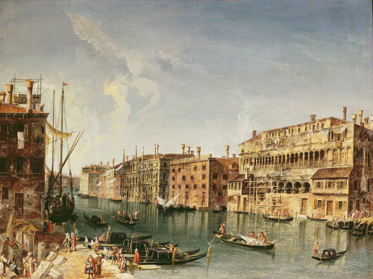 Benátky, Canal Grande a Fondaco dei Turchi od Michele Marieschi