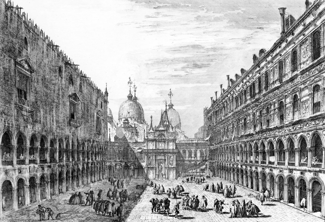Pohled na San Marco, Benátky z nádvoří Palazzo Ducale, 1741 od Michele Marieschi