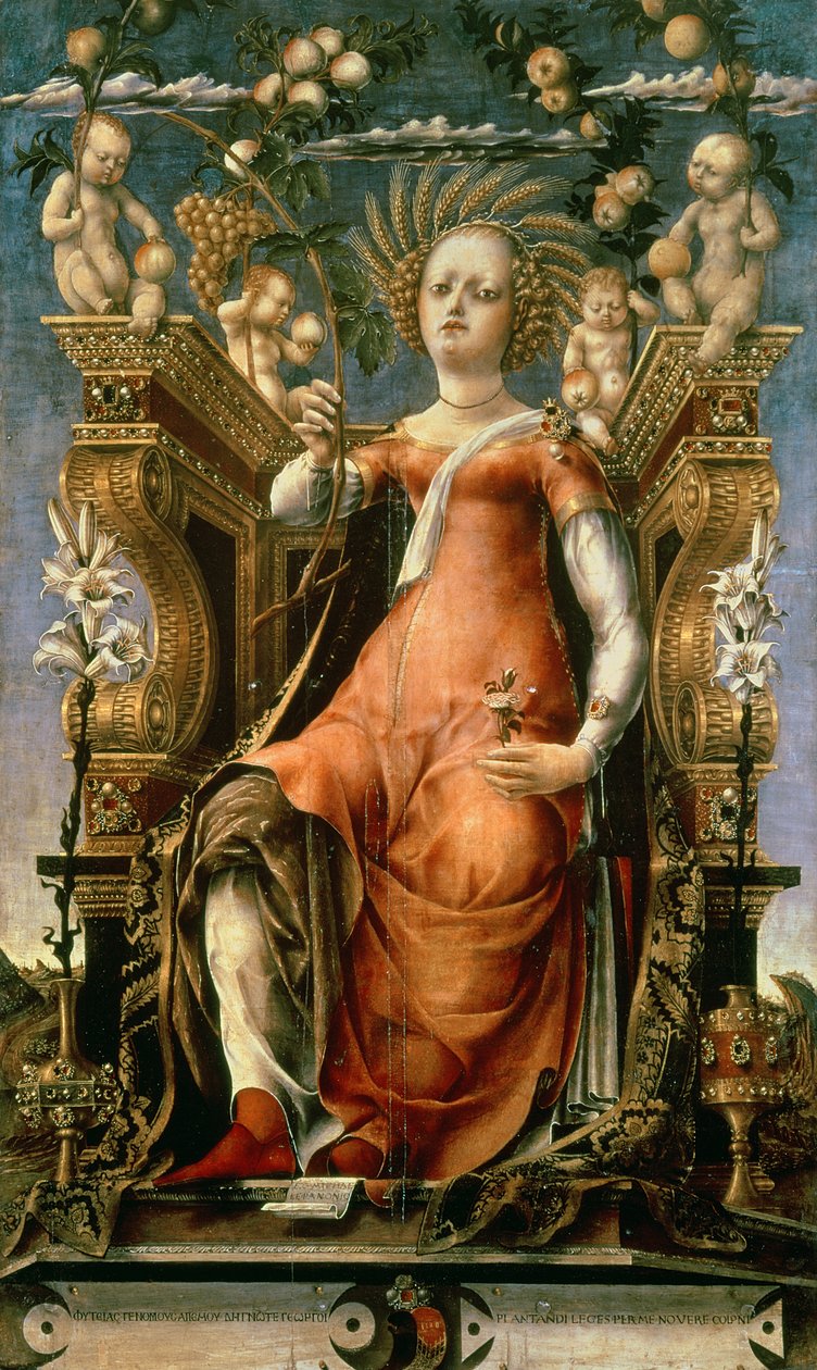 The Muse Thalia (Ceres Enthroned) (olej, tempera, dřevo) od Michele Pannonio