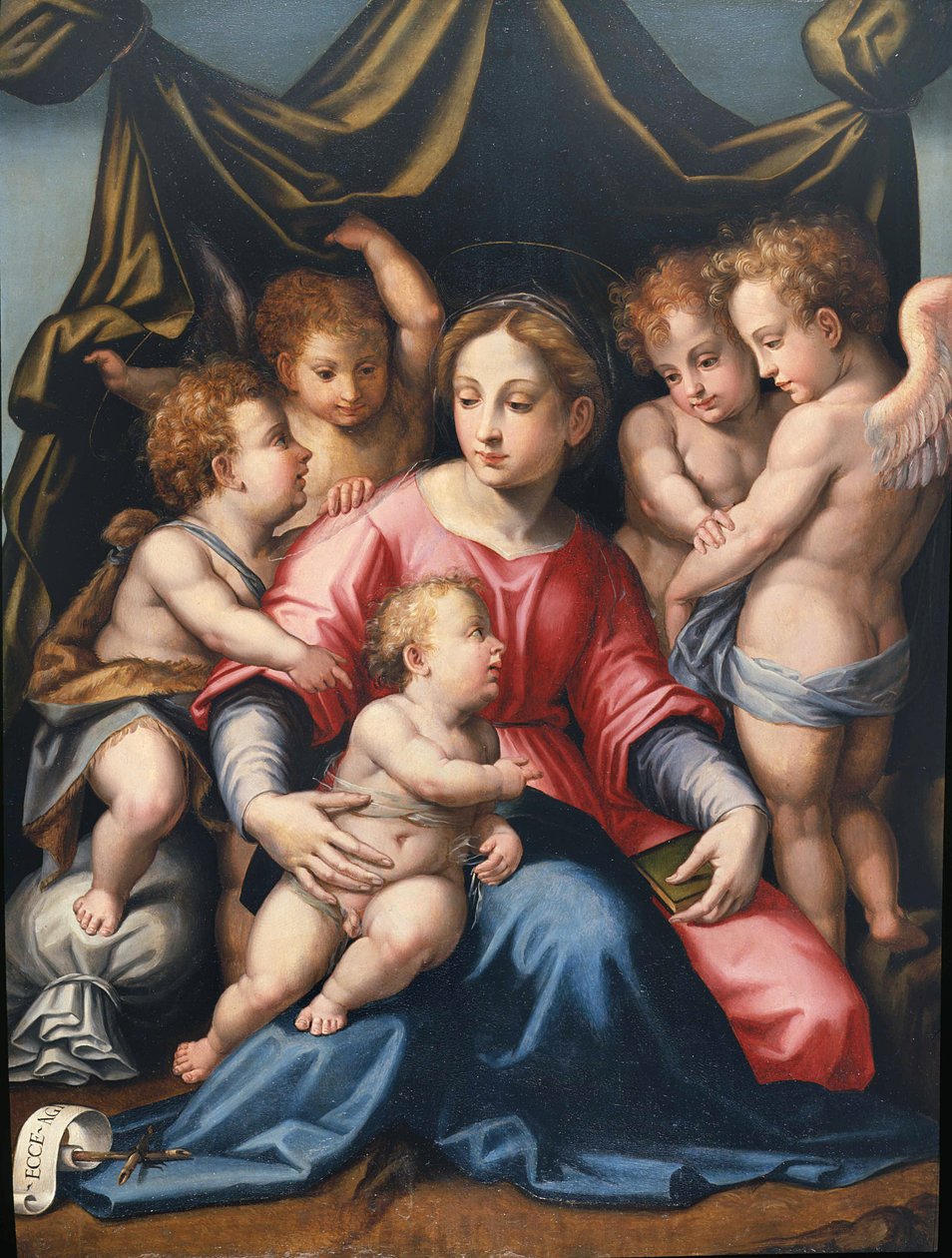 Madona s dítětem, San Giovannino a andělé od Michele di Ridolfo Tosini