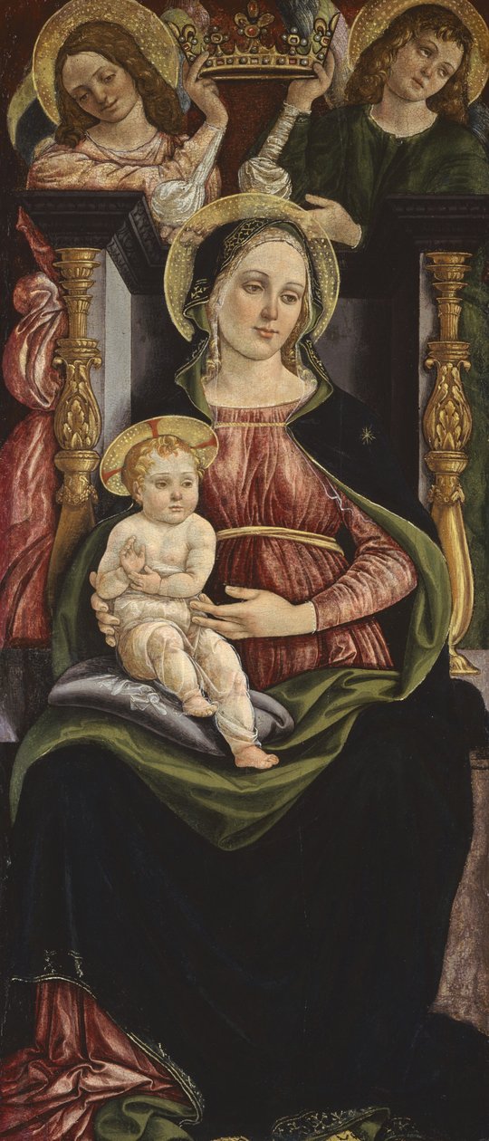 Panna a dítě na trůnu se dvěma anděly držícími korunu, 1505-15 od Michele Ciampanti