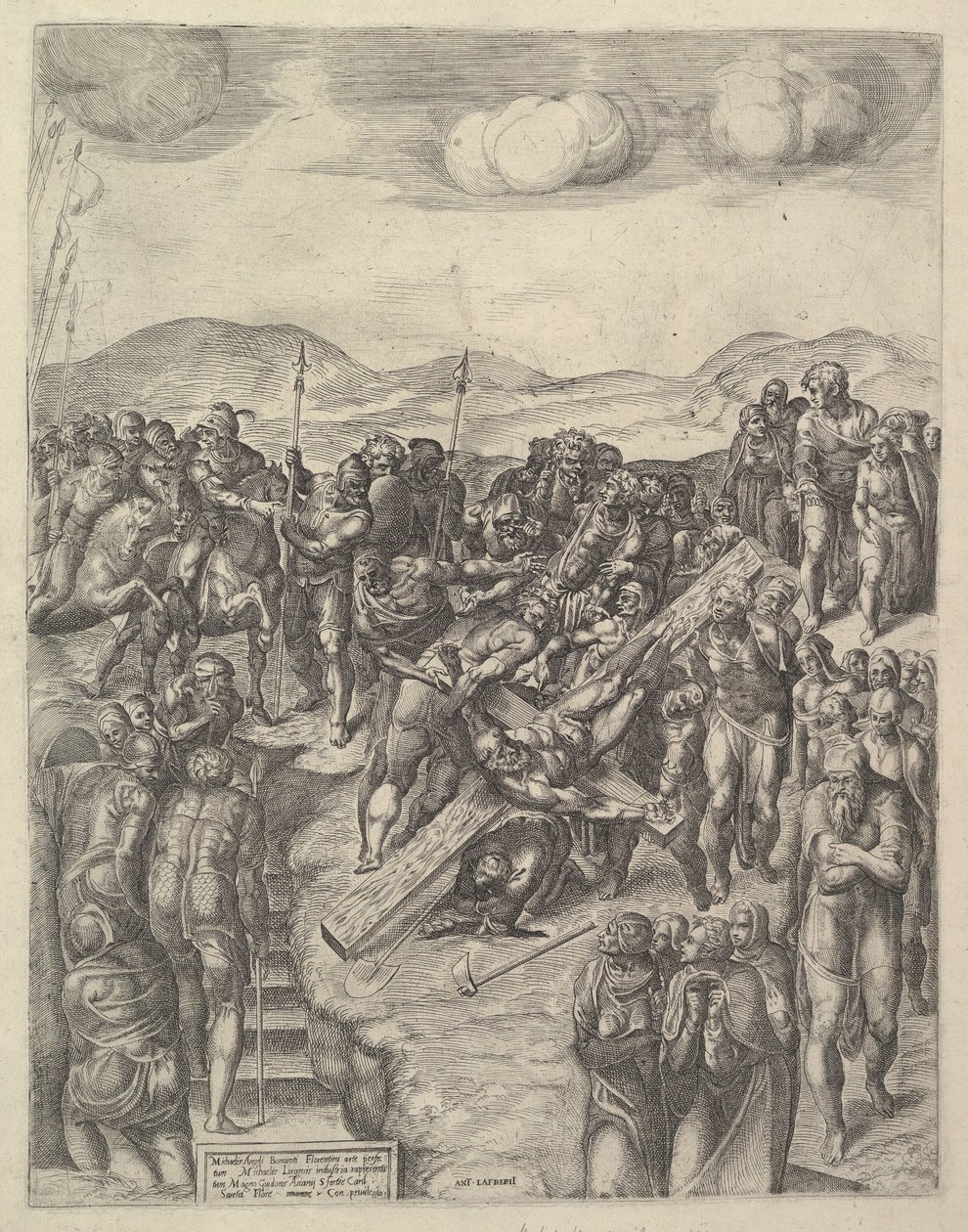 Ukřižování svatého Petra podle Michelangelových fresek v Pavlínské kapli, Va..., 1550-60. od Michele Lucchese
