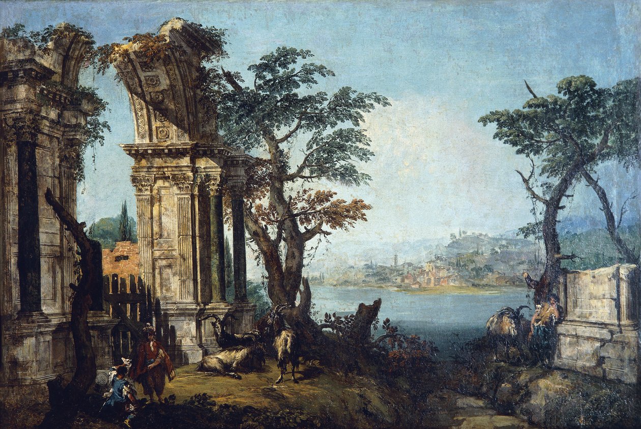 Capriccio s klasickým obloukem a kozami od Michele Marieschi