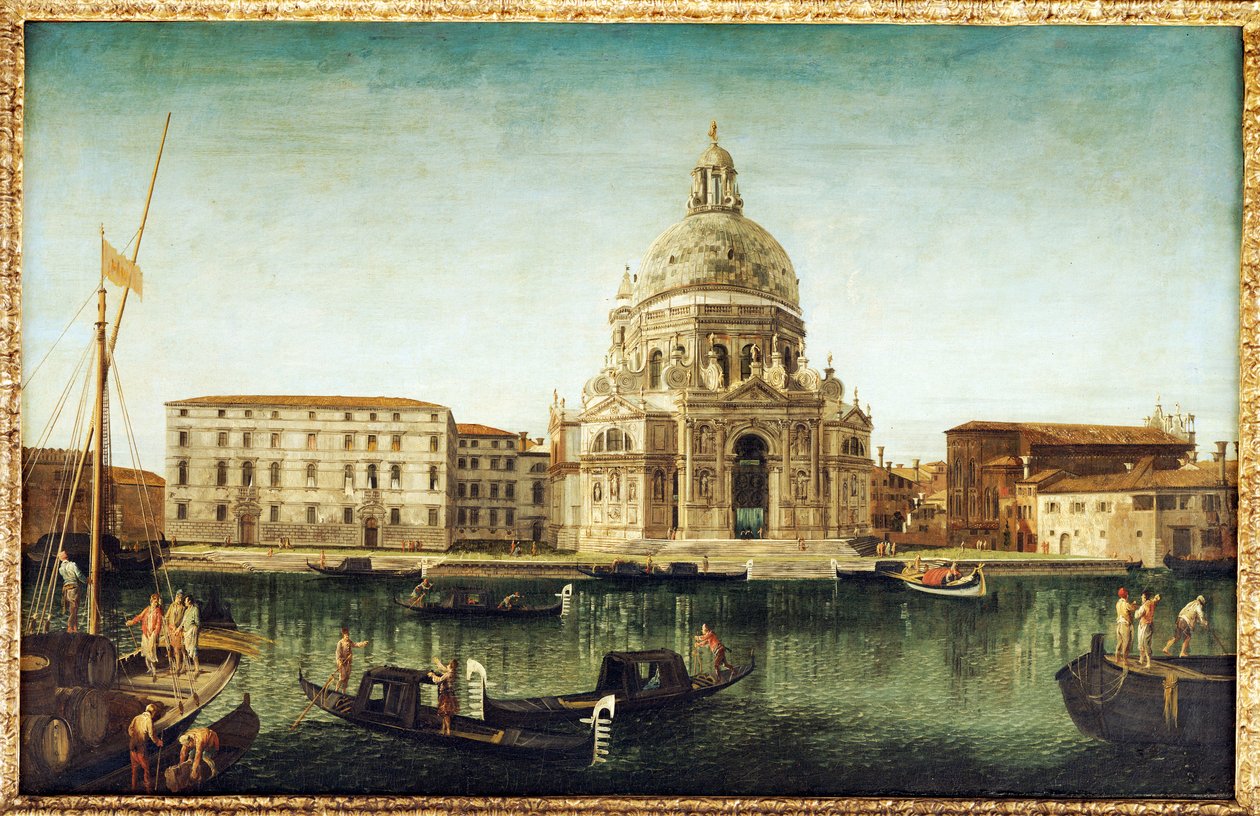 Santa Maria della Salute, Benátky, s gondolami na Canal Grande od Michele Marieschi