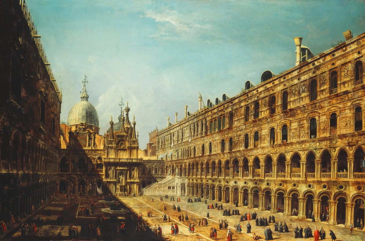 Nádvoří Dóžecího paláce, Benátky, od Michele Marieschi