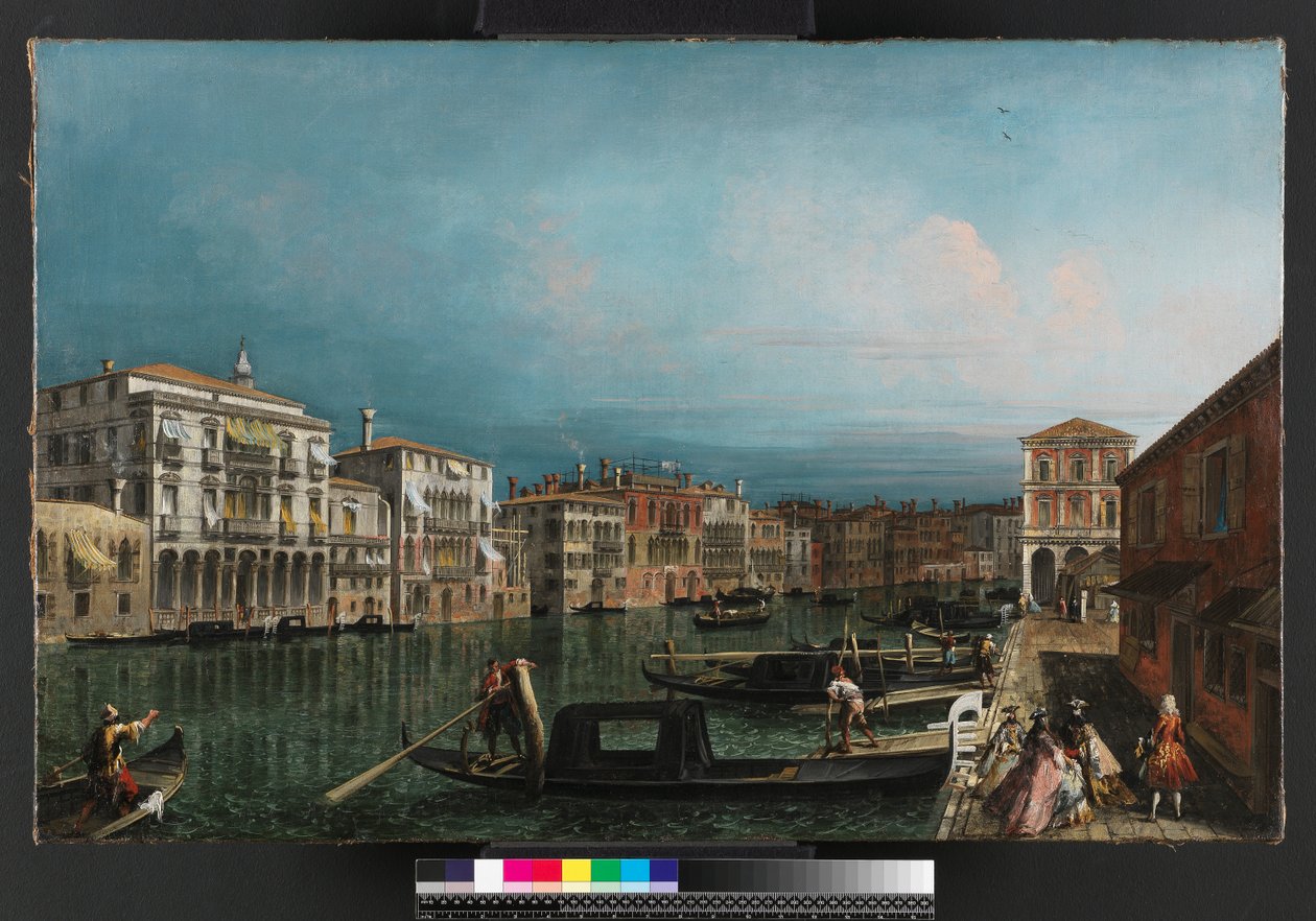Canal Grande, Benátky, nad mostem Rialto, před rokem 1743 od Michele Marieschi