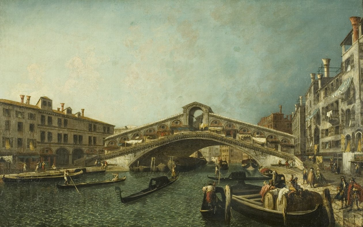 Most Rialto, Benátky, cca 1740 (olej na plátně) od Michele Marieschi