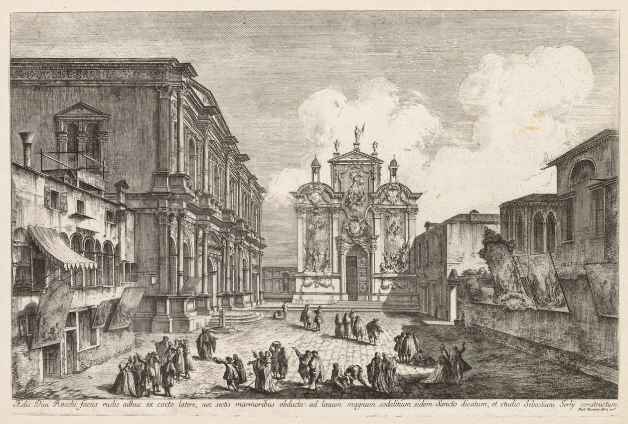 Pohledy na Benátky: Campo S. Rocco od Michele Marieschi