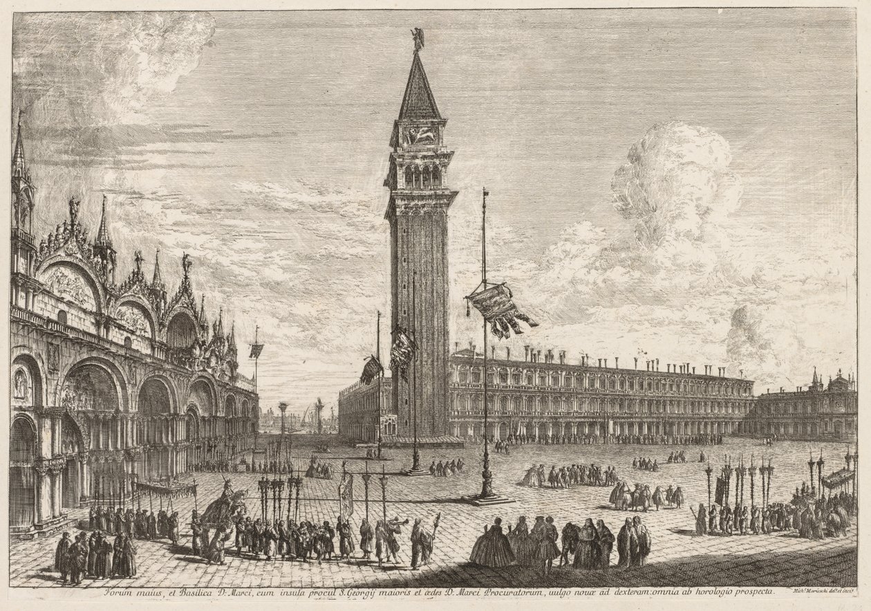 Pohledy na Benátky: Piazza a Piazzetta od Michele Marieschi