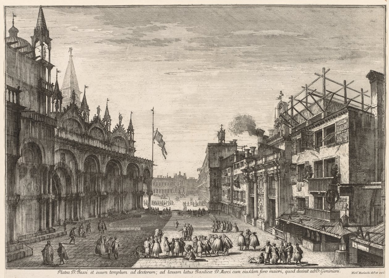 Pohledy na Benátky: Piazzetta S. Basso, 1741. od Michele Marieschi