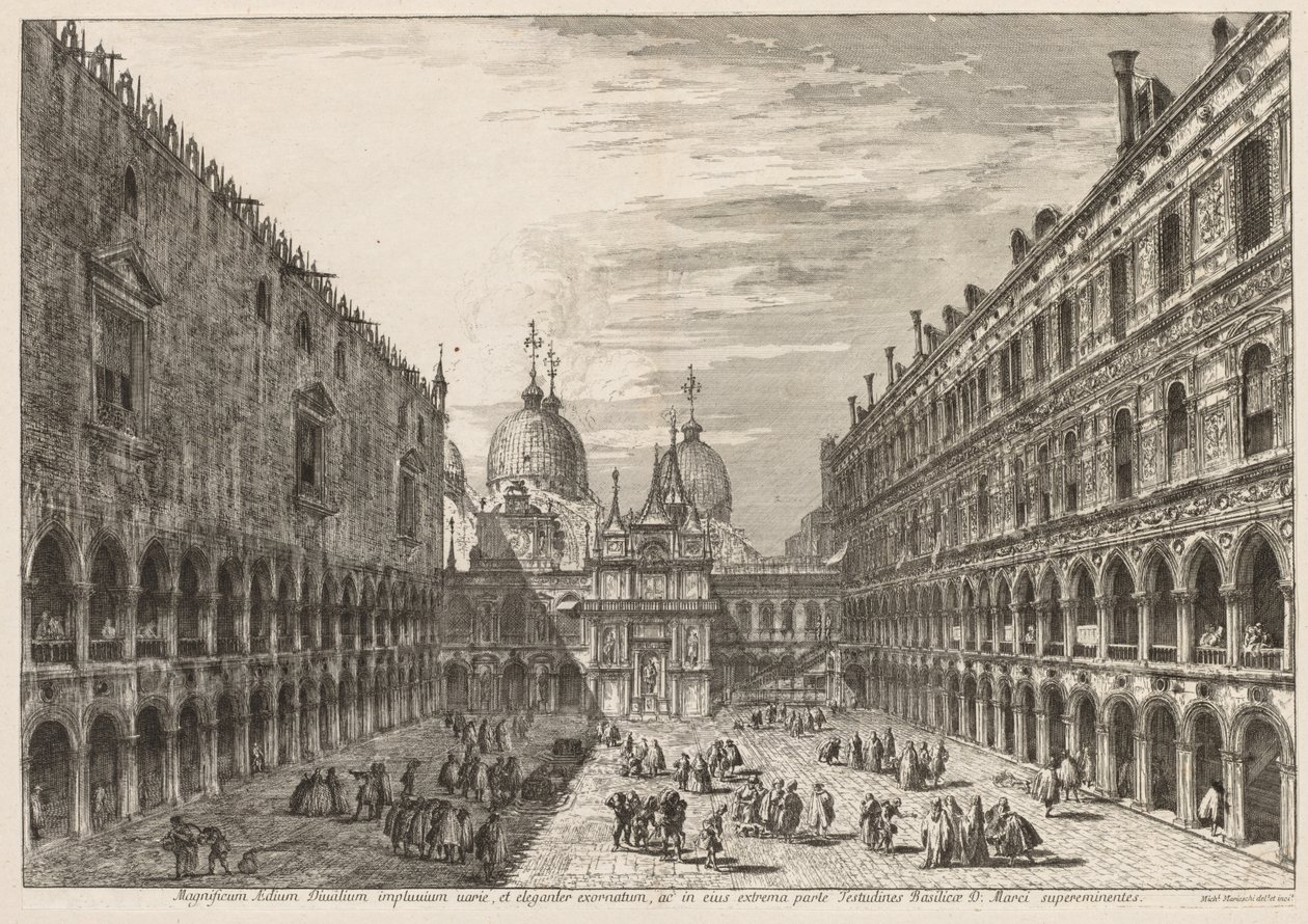 Pohledy na Benátky: nádvoří Dóžecího paláce od Michele Marieschi