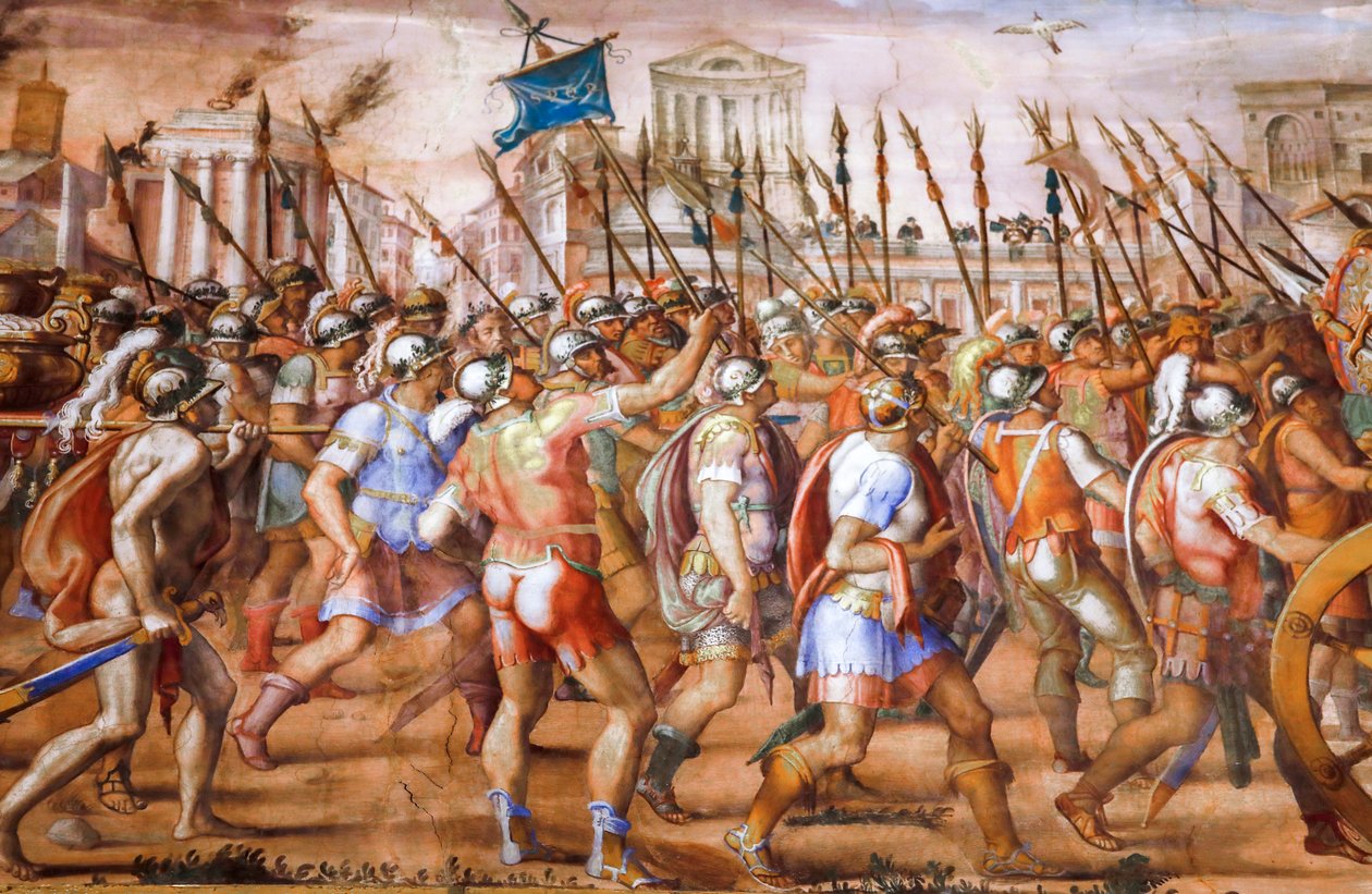 Triumf konzula Lucius Aemilius Paulus nad Perseem krále Makedonie (detail), asi 1570 (freska) od Michele and Rocchetti Jacopo Alberti