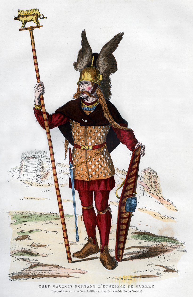 Galský náčelník v bojovém oděvu s standartou, 1882-1884. od Michelet