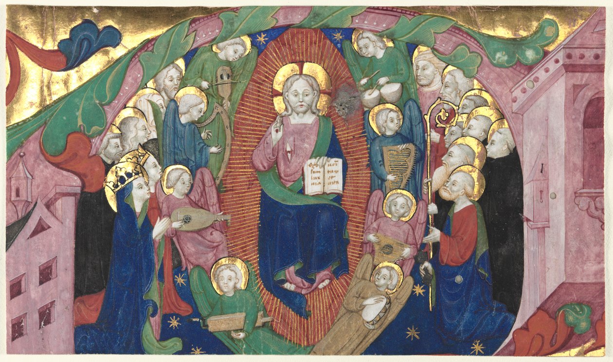 Fragment historické iniciály ze sborové knihy: Christ in Majesty, c. 1400. od Michelino Molinari da Besozzo