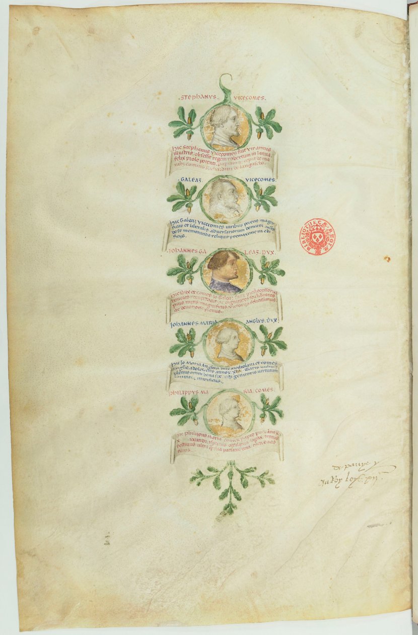 Genealogie rodu Visconti (BNF, ms lat. 5888) btv1b10020318d, f36 od Michelino Molinari da Besozzo