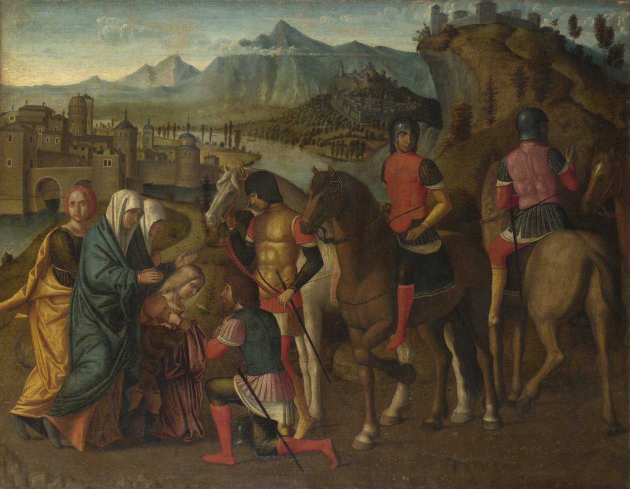Coriolanus přesvědčil svou rodinou, aby ušetřil Řím, c. 1500 od Michelle da Verona