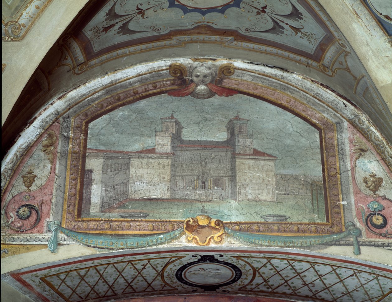 Detail stropu, Villa Medici v Careggi čerstvý od Michelozzo di Bartolommeo