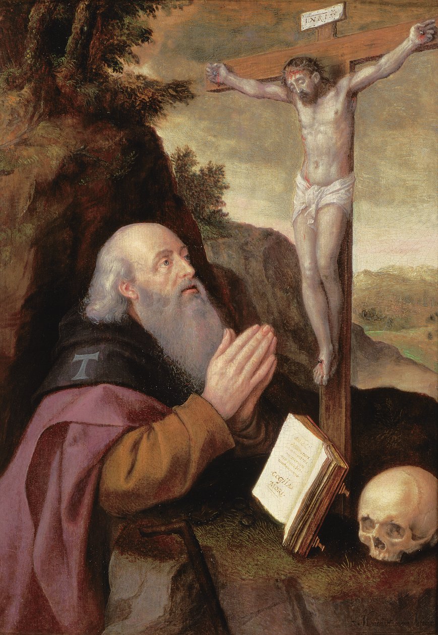 Opat svatého Antonína (panel) od Michiel I Coxie or Coxcie