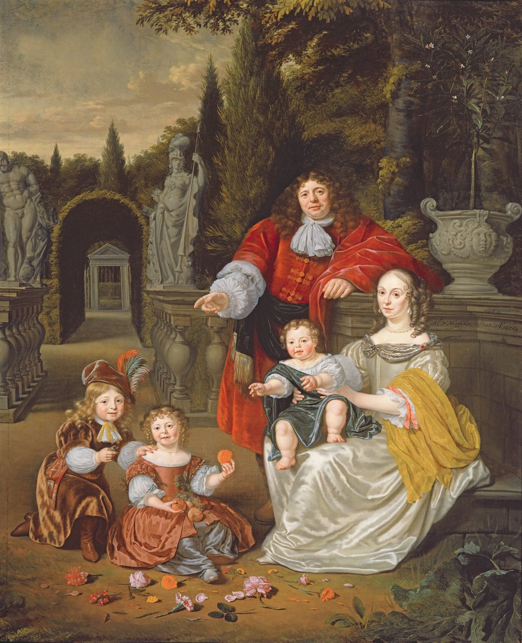 Rodinná skupina na terase, 1670 od Michiel van Musscher