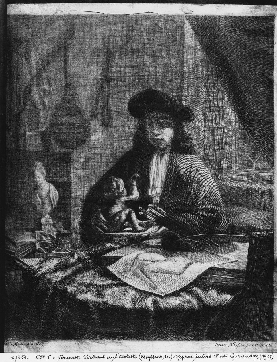 Portrét mladého umělce, vyryl Johannes Meyssens (1612-70) od Michiel van Musscher
