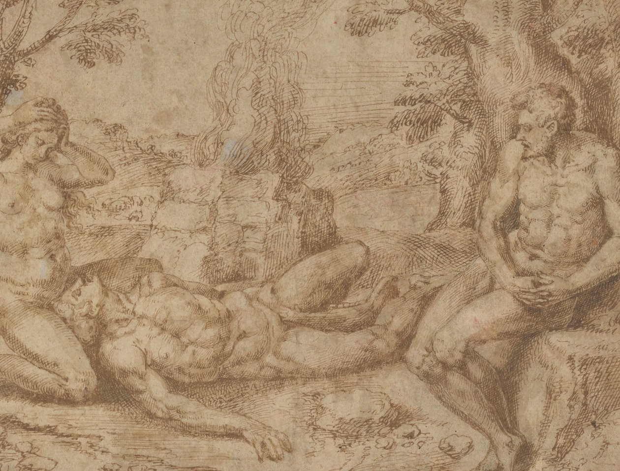 Adam a Eva truchlí po smrti Ábela, ca. 1576. od Michiel Coxie