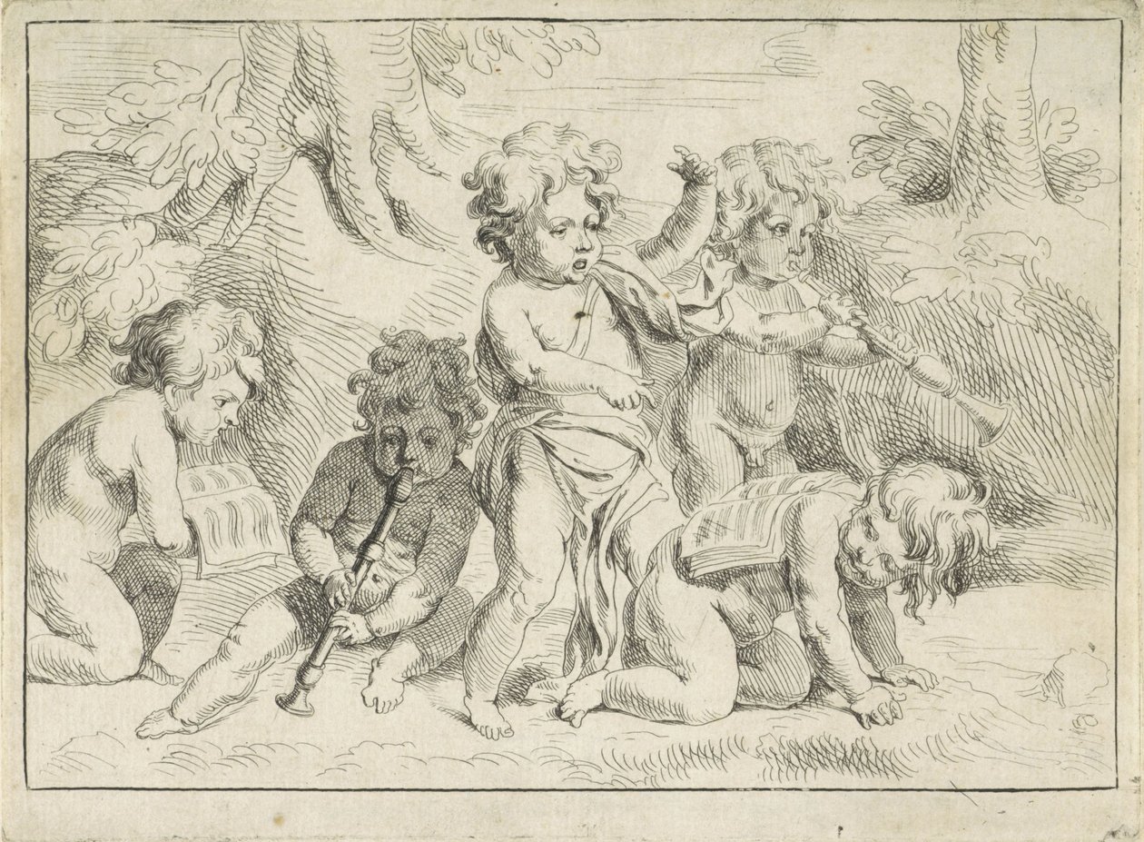 Pět muzicírujících dětí od Michiel Frans van der Voort