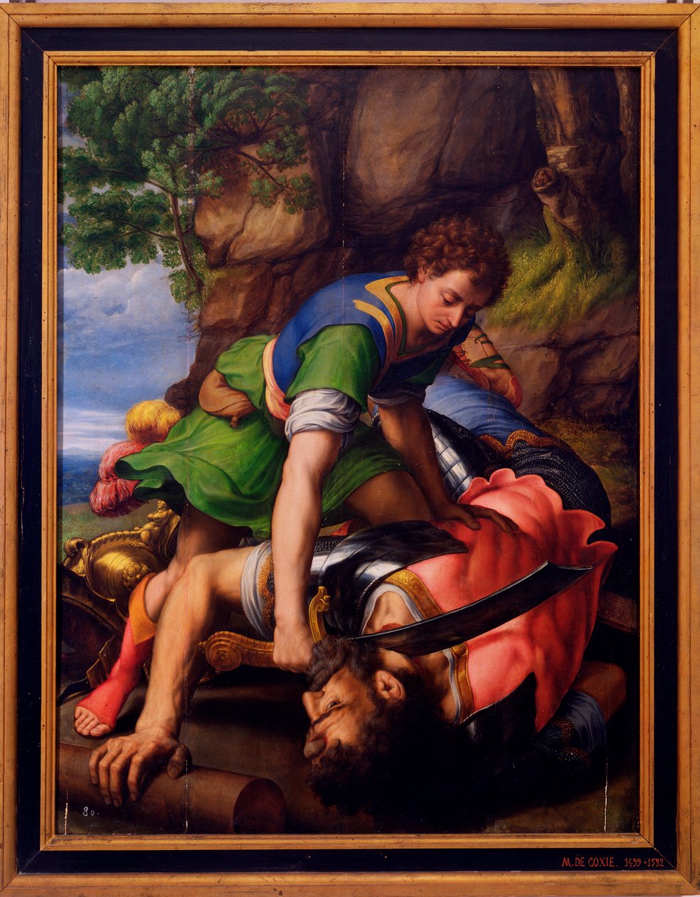 ""David a Goliáš"" Obraz Michiela Coxcieho od Michiel I Coxie or Coxcie