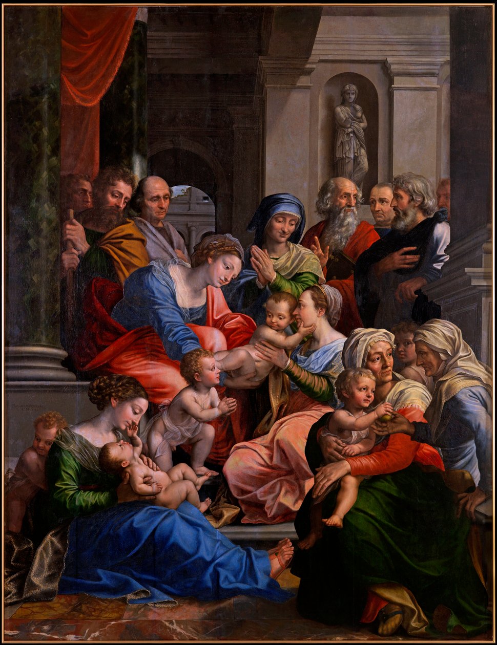 ""La sainte Parente"" (Svaté příbuzenství) Peinture de Michael Coxcie (Michiel Coxien) (De Coxien, De Coxcie, Coxius, Van Coxcie et Coxie) (1499-1592) 1540 Olej na dřevě Rozměr 245x191 cm Abbaye A Kremsmu od Michiel I Coxie or Coxcie
