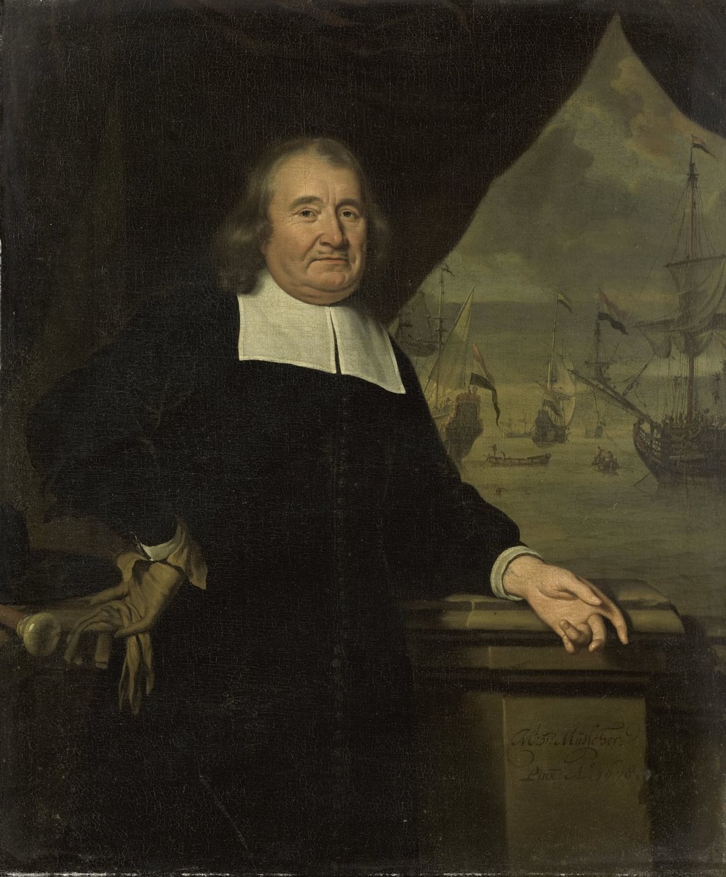 Portrét kapitána nebo majitele lodi od Michiel van Musscher