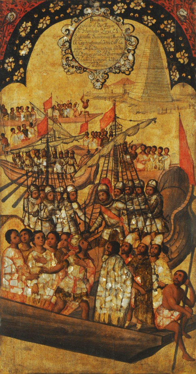Dobytí Mexika, Panel XXIII, cca 1696-1715 (malba na dřevo) od Miguel Gonzalez
