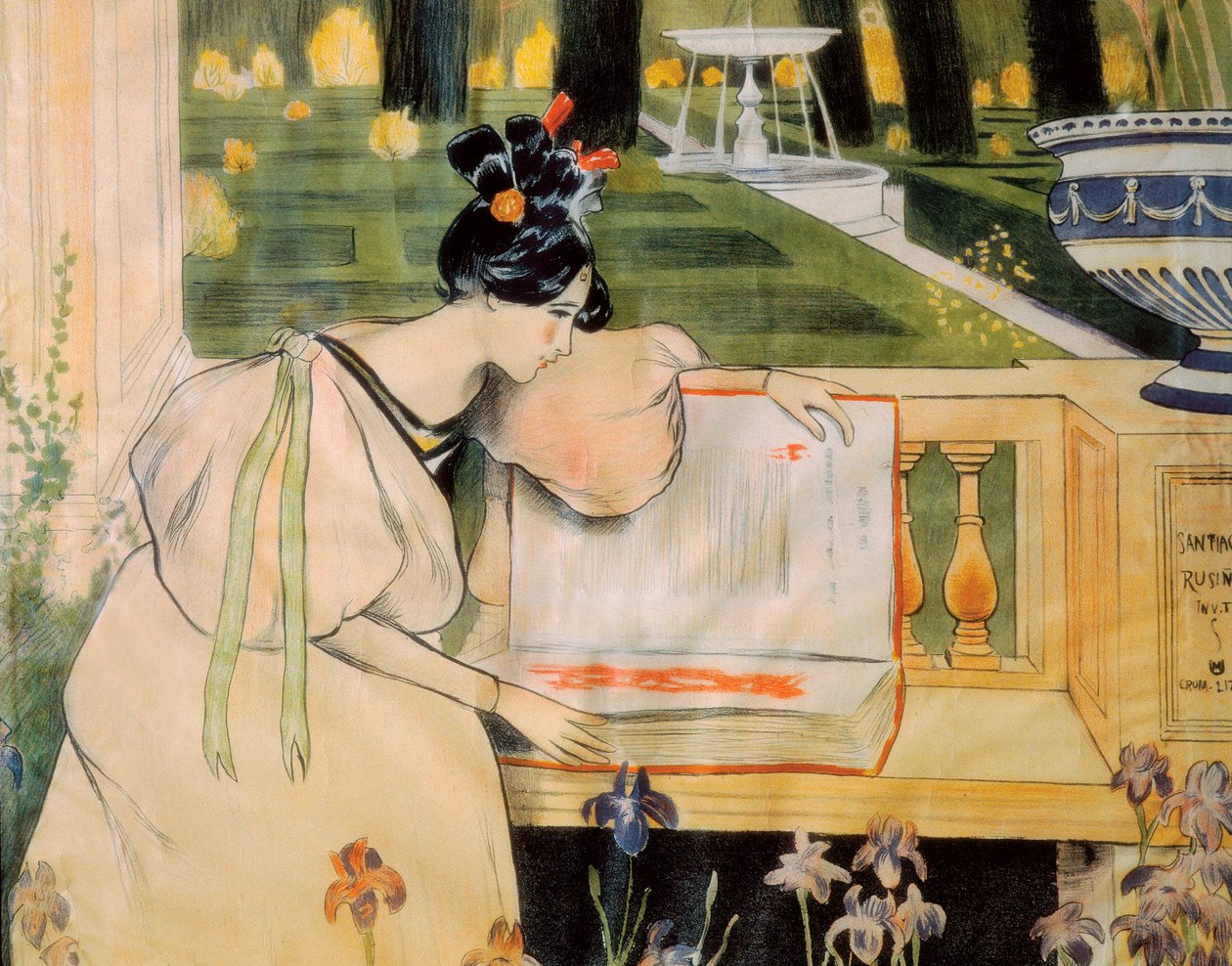 Prezentační plakát Stránky života Rusinol i Prats (litografie od Miguel Utrillo
