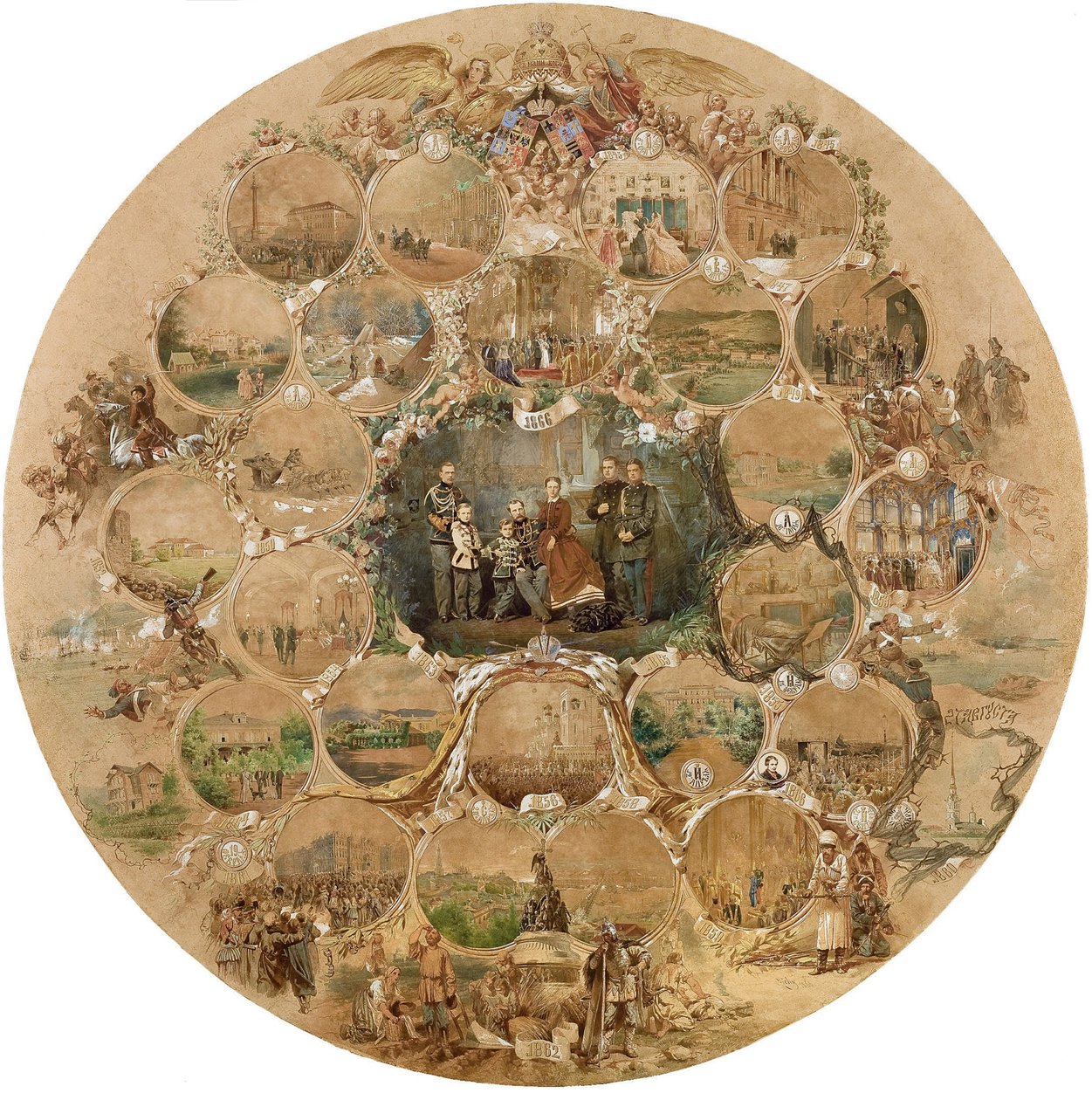 Kompozice k oslavě stříbrné svatby císaře Alexandra II., 1866 od Mihaly von Zichy