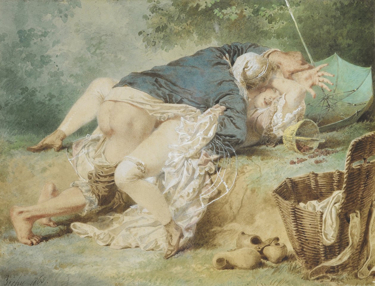 Milenci v parku, 1865 od Mihaly von Zichy