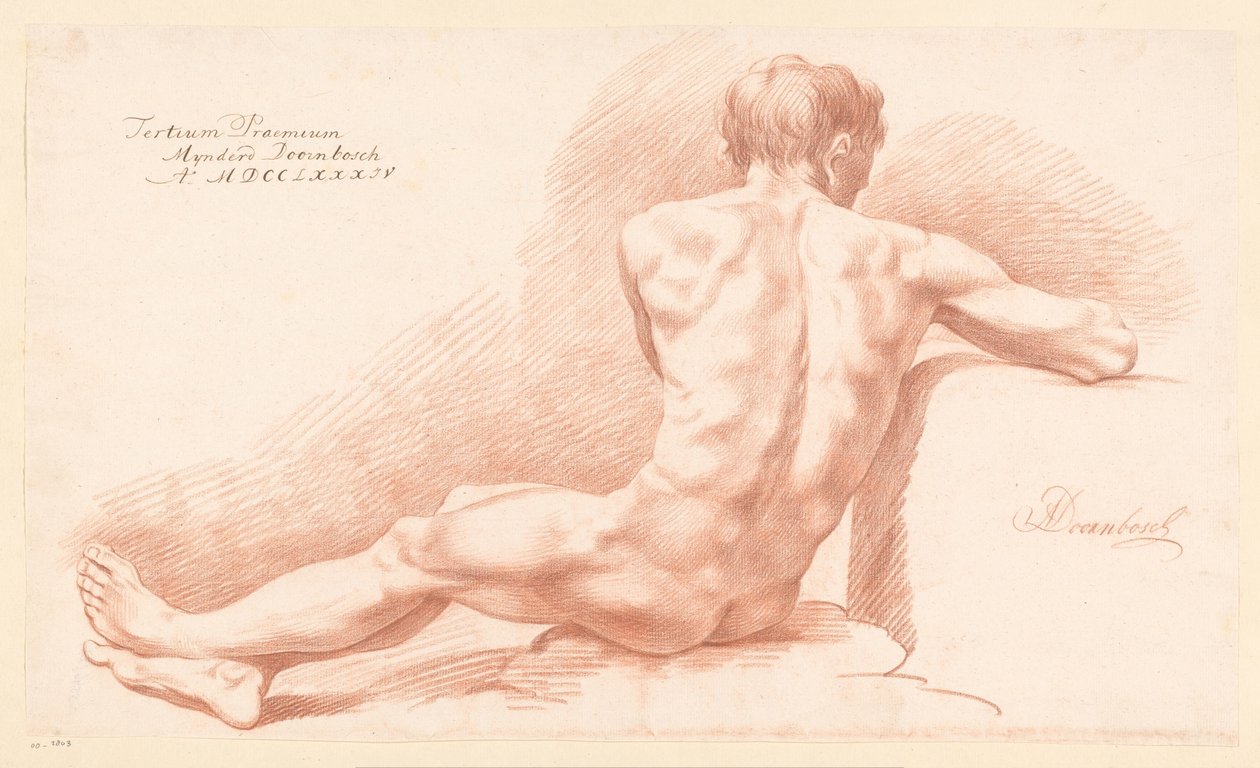 Sedící mužský akt, viděno zezadu (3. cena 1784) od Mijnderd Doornbosch