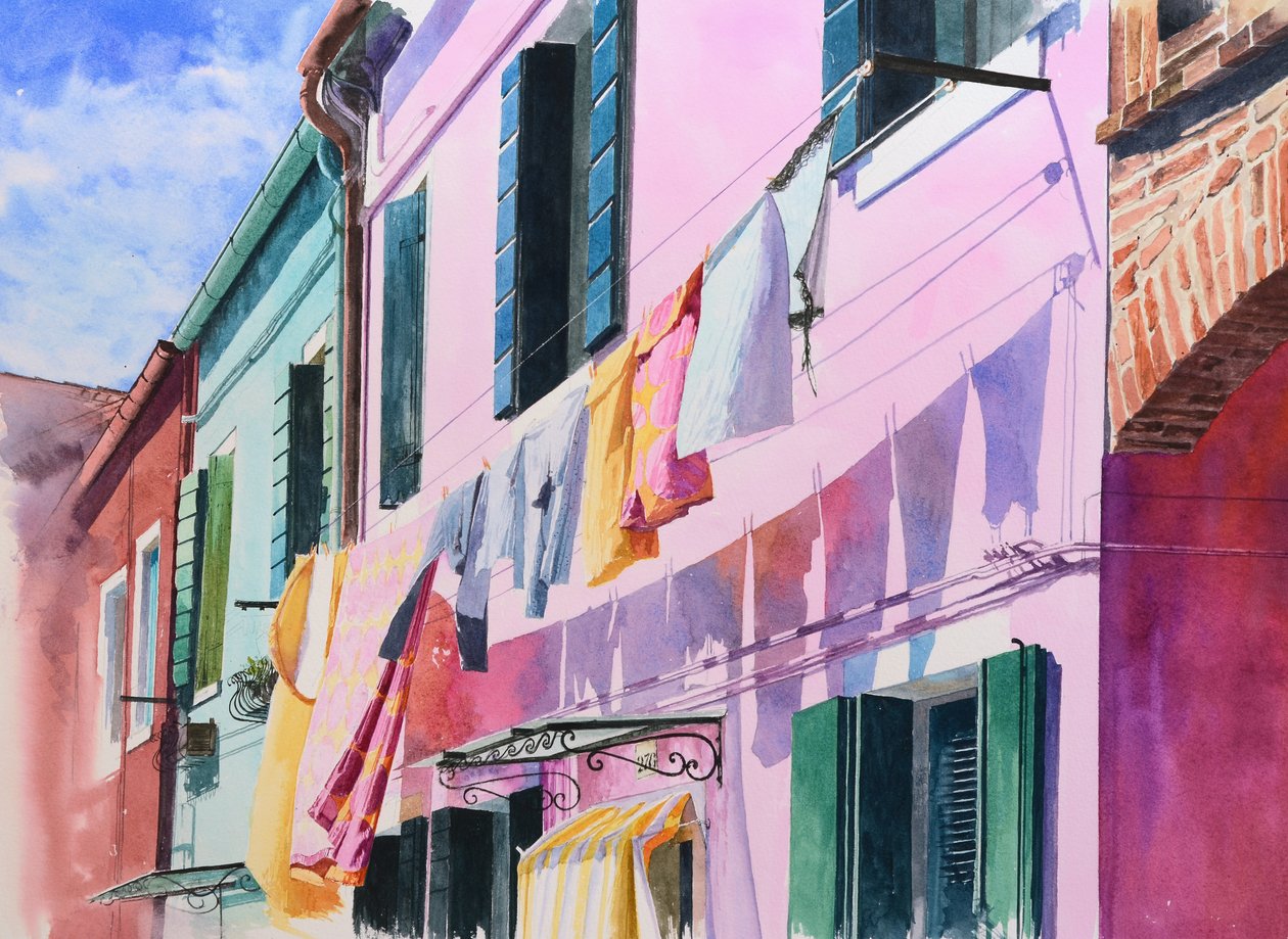 Burano (akvarel na papíře) od Mike Briscoe