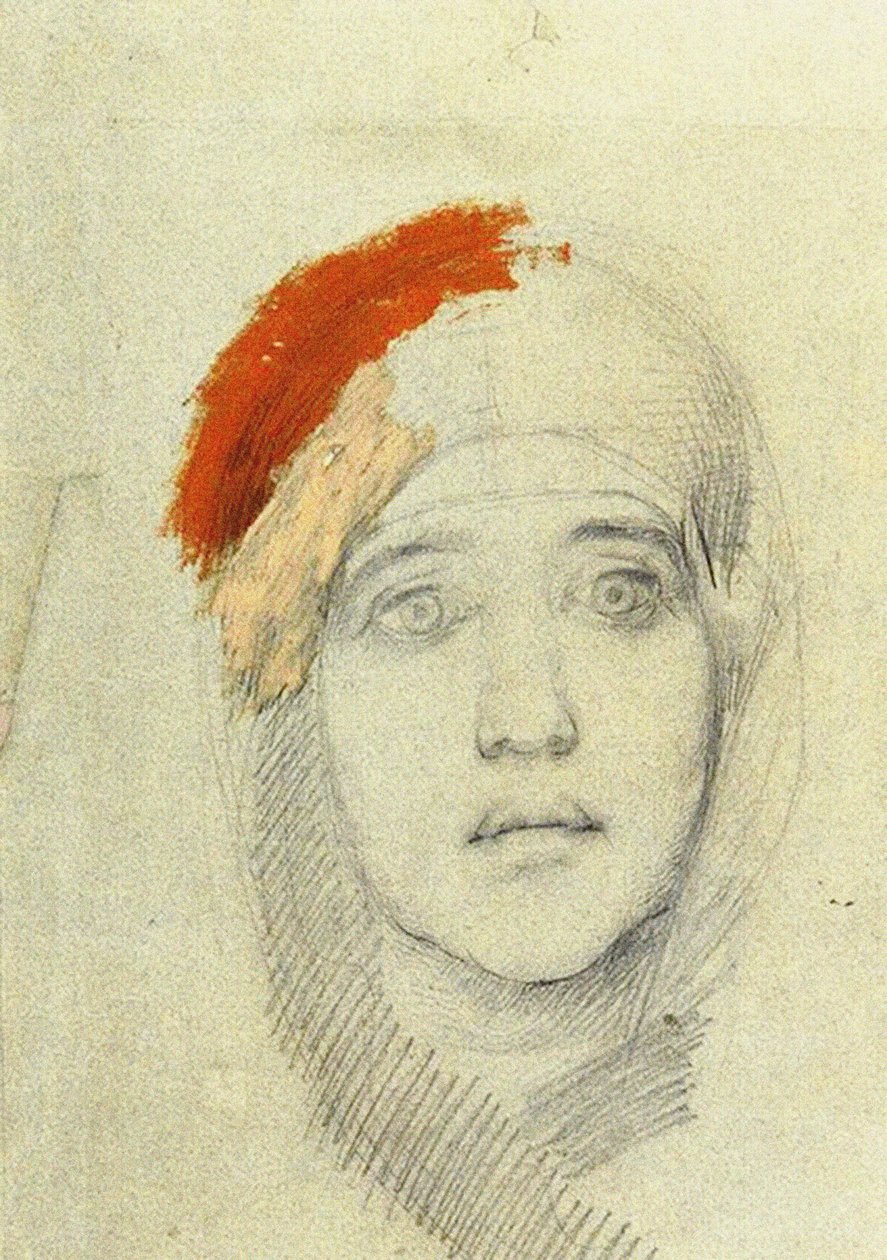 Studie pro Pannu, 1884 (tužka a kvaš na papíře) od Mikhail Aleksandrovich Vrubel
