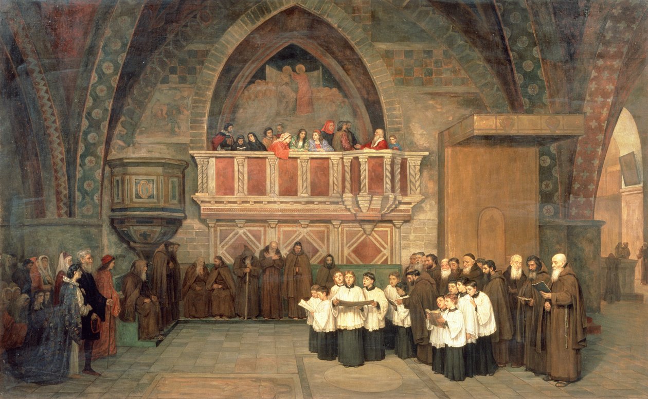 Nešpory v kostele svatého Františka v Assisi, 1871 od Mikhail Petrovich Botkin