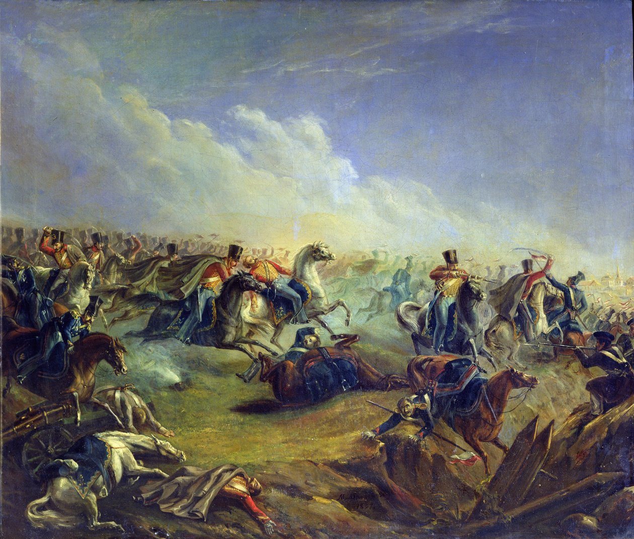 Guardští husaři útočí u Varšavy 26. srpna 1831, 1837 od Mikhail Yuryevich Lermontov
