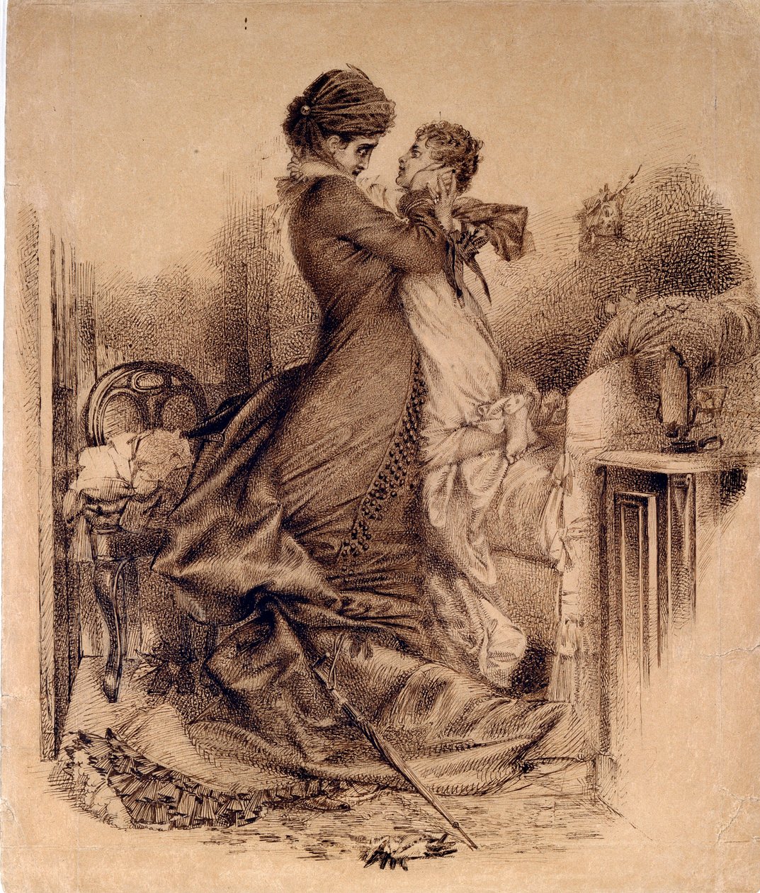 Anna Karenina avec son fils - Ilustrace k románu "Anna Karenina"" od Leona Tolstého od Mikhail Aleksandrovich Vrubel