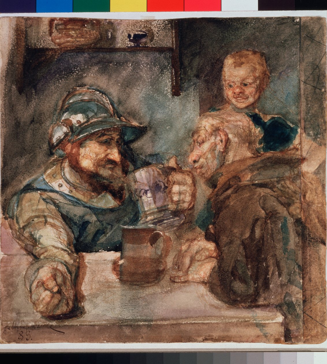 Nad korbelem piva (Above a Beer Tankard) - Umělecké dílo Michaila Alexandroviče Vrubela (Vrubel) (1856-1910), olej na plátně od Mikhail Aleksandrovich Vrubel
