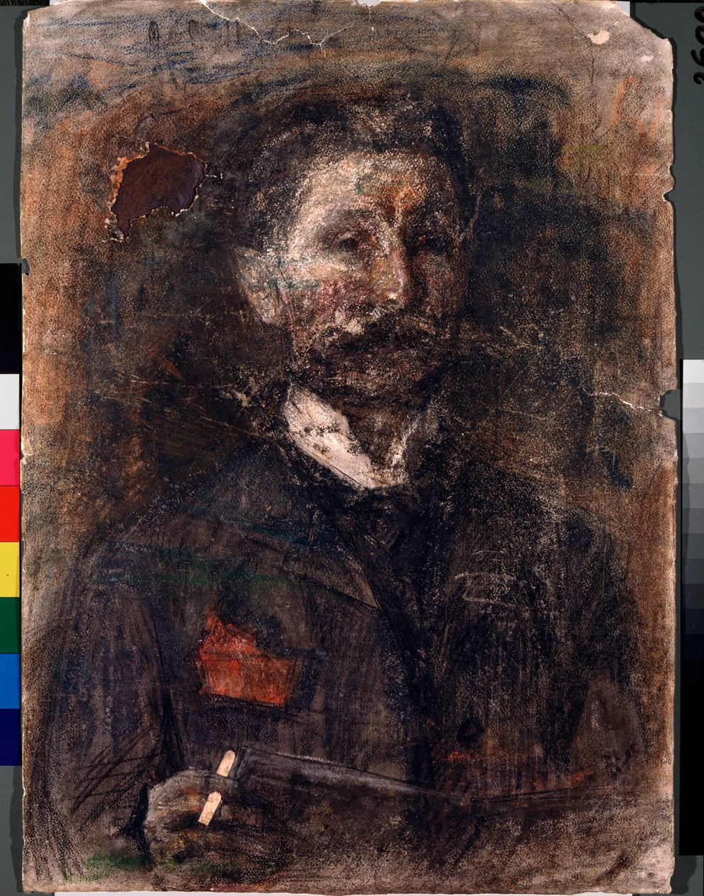 Autoportrét (Autoportrét) - Dílo Michaila Alexandroviče Vrubela (Vrubel) (1856-1910), uhel, pastel a sangvinik na kartonu od Mikhail Aleksandrovich Vrubel