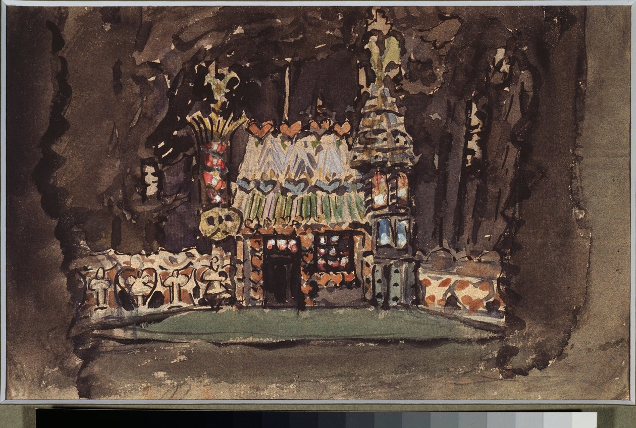 Přípravná výzdoba pro operu „Jelen a Mařenka“ od Engelberta Humperdincka (1854-1921) (scéna k opeře Jeníček a Mařenka) - Oeuvre de Michail Alexandrovič Vrubel (Vroubel) (1856-1910), pastel, akvarel a kvaš na papíře od Mikhail Aleksandrovich Vrubel