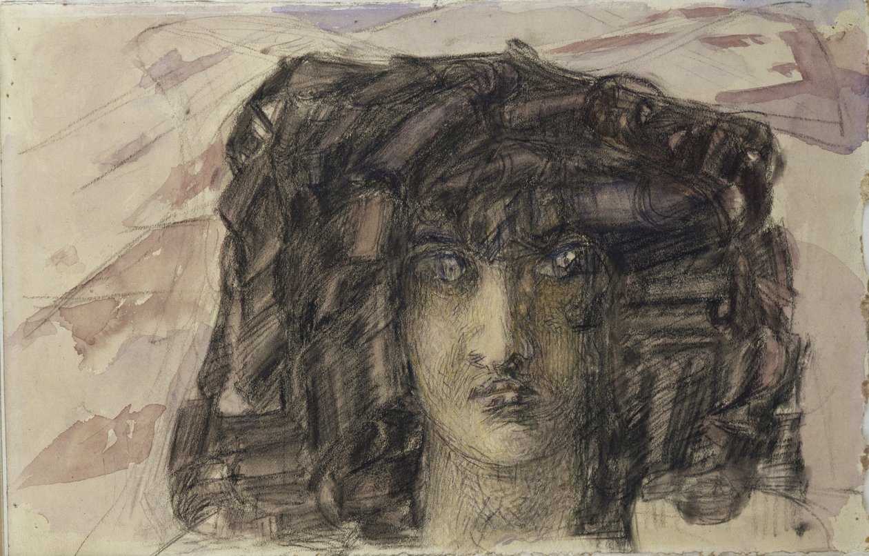 Hlava démonů. Ilustrace k básni Démon od Michaila Lermontova, 1890-1891 od Mikhail Aleksandrovich Vrubel