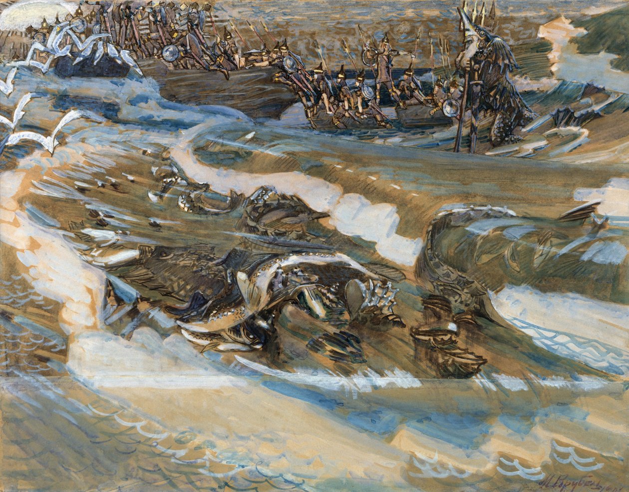 Ilustrace k Pohádce cara Saltana od A. Puškina, 1901 od Mikhail Aleksandrovich Vrubel