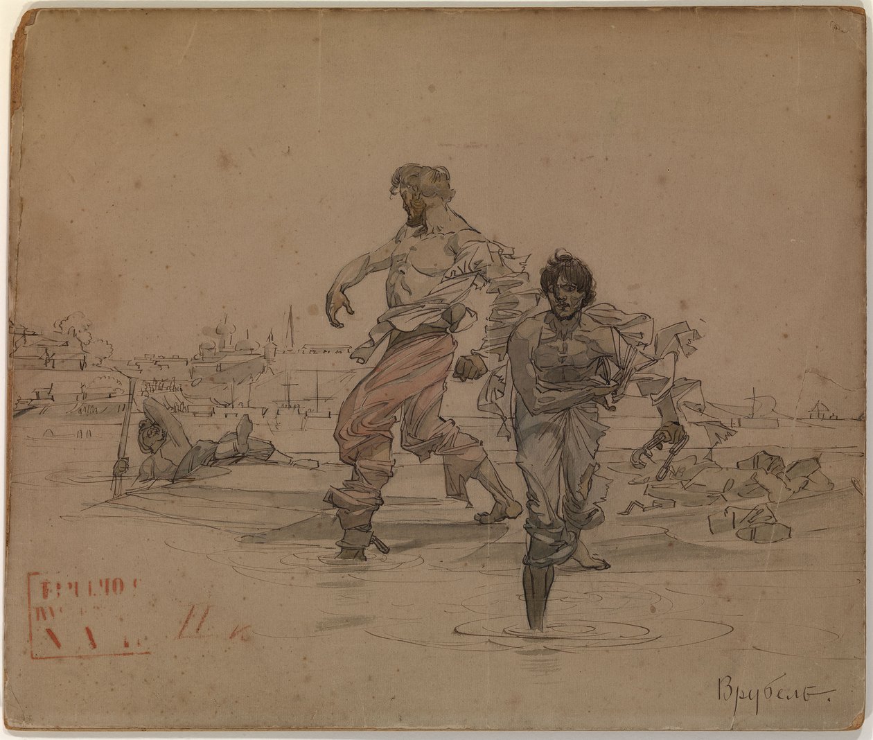 Ilustrace k básni Bratři loupežníci od Alexandra Puškina, 1881 od Mikhail Aleksandrovich Vrubel