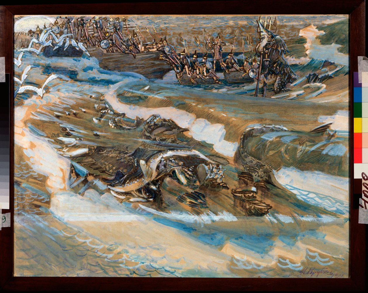 Ilustrace pour le conte du car Saltan de Alexandre Pouchkine (1799-1837) (Ilustrace k Pohádce cara Saltana od A Puškina) - Dílo Michaila Alexandroviče Vrubela (Vrubel) (1856-1910), akvarel, kvaš, zlato a peníze na papíře od Mikhail Aleksandrovich Vrubel